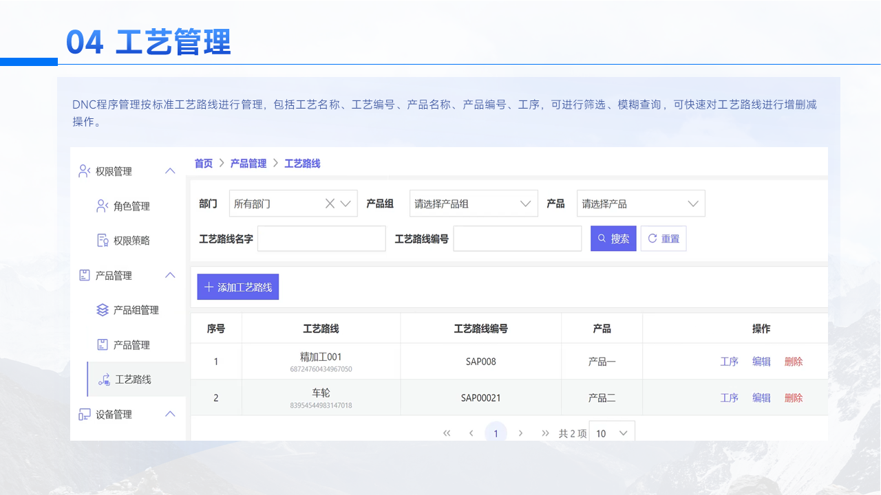 DNC工艺路线与程序管理